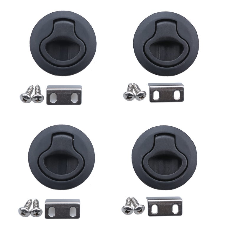 Thorn Boat Slam Latch 2 inch Flush Pull Black Plastic Nylon Latch Handle for RV Boat Marine Deck Hatch 1/2'' Door Cabinet Hardware(4 PCS) - Image 1